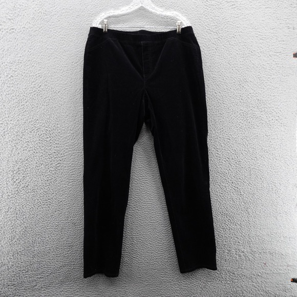 J Jill Pull On Slim Leg Velvet Pants Large Tall‎ Black Womens Mid Rise Stretch - Picture 1 of 13